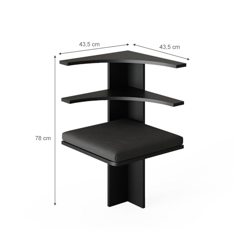 Vicco Panca Ad Angolo Roman, Nero, 43.5 X 43.5 Cm - 3