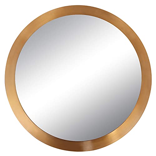VECELO Espejo circular dorado de 22.5 pulgadas para baño, entradas, sala de estar, decoración del hogar, redondo, metal