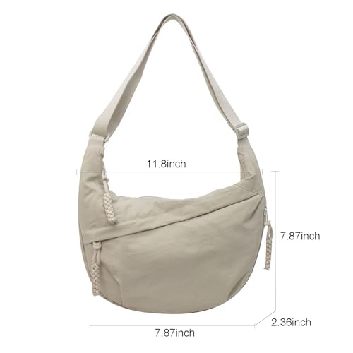 Image of Crescent Shoulder Bag Nylon Crossbody Bag for Women Nylon Hobo Bags Slouchy Sling Purse Dumpling Bags