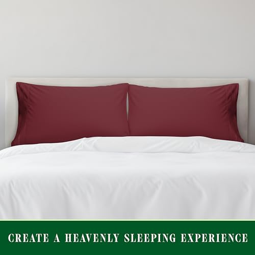 Image of Elegant Comfort Luxury Ultra-Soft 2-Piece Pillowcase Set 1500 Thread Count Egyptian Quality Microfiber Double Brushed-100% Hypoallergenic-Wrinkle Resistant, Standard /Queen Size, Burgundy