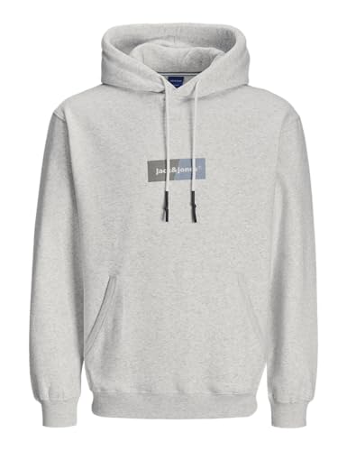 JACK & JONES Jorbronx Sweat à Capuche rectangulaire Sweatshirt, Blanc Brillant/détails : mélangé, L Homme JACK & JONES Jorbronx Sweat à Capuche rectangulaire Sweatshirt, Blanc Brillant/détails : mélangé, L Homme