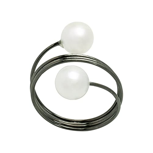 Mimo Style Anel de Guardanapo Tahiti Aramado na Cor Preta Com Detalhe Tipo Pérola, Perfeito para Tod