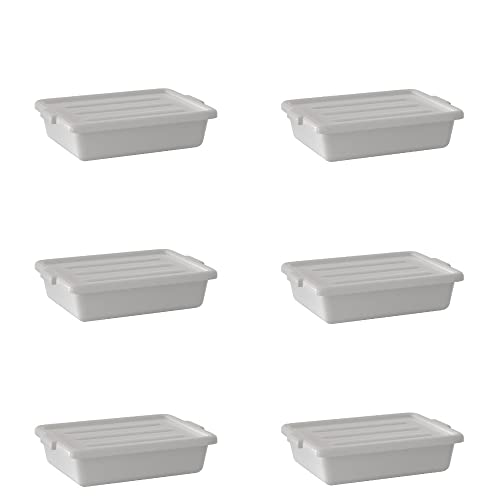6-Pack 20x15x5 in Bus Tubs with Cover, White