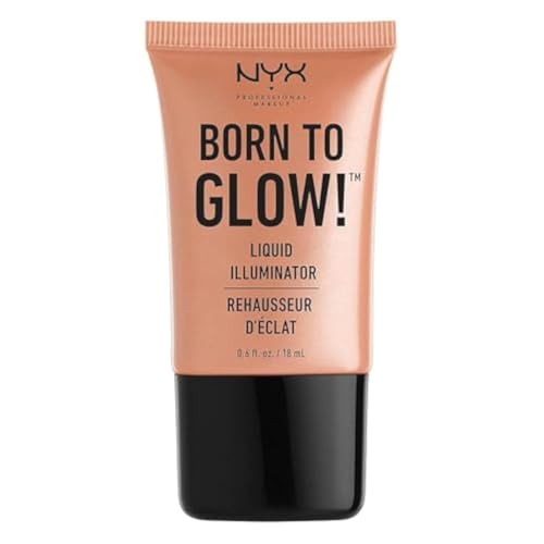 NYX Professional Makeup Iluminador líquido Born to Glow Liquid Illuminator, Maquillaje fluido con brillo, Iluminador, Base de maquillaje, Fórmula vegana, Tono: Gleam
