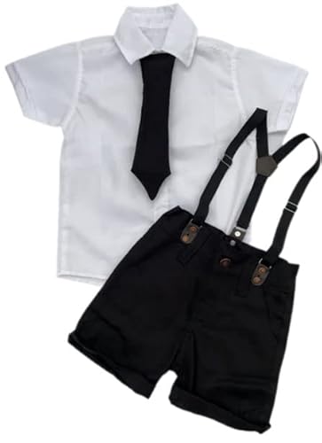 Poderoso Chefinho Kit Roupa Conjunto Infantil Menino 4 Peças Camisa Gravata Bermuda e Suspensório An