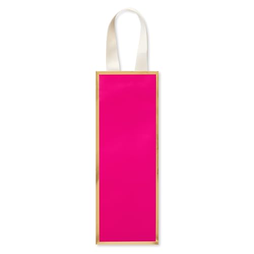 Image of Papyrus 14 inch Wine Gift Bag (Pink and Gold) for Birthdays, Weddings, Anniversaries and All Occasions (1 Bag)