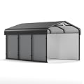 Benass 10x15FT Heavy Duty Metal Carport, Galvanized Steel Roof Portable Garage with PE Sidewalls, 2x2 Reinforced Square Tube Frame, All-Weather Waterproof Shelter for Car, Truck, Boat