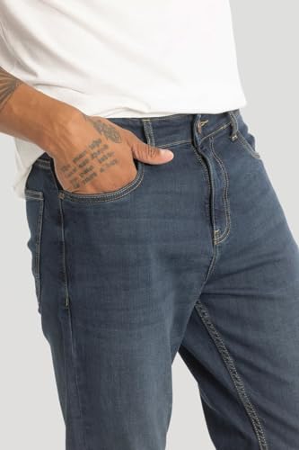 Image of SNITCH Plain Blue Relaxed Fit Jeans