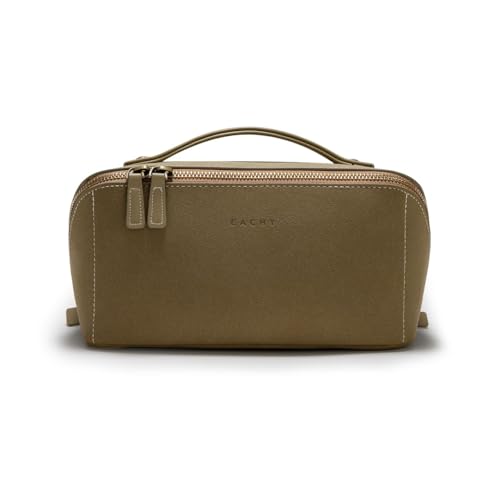 Image of EACHY Travel Makeup Bag, Large Capacity Cosmetic Bag for Women, Waterproof PU Leather, Flat Open Portable Toiletry Bag for Skincare, Brushes & Travel Essentials