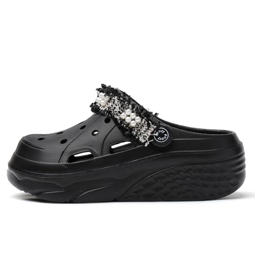 Image of FLIOZY Women's Gardener Platform Clogs Slippers Hight Heels Mules Clog Wedge Sandals Outdoor Beach Shoes