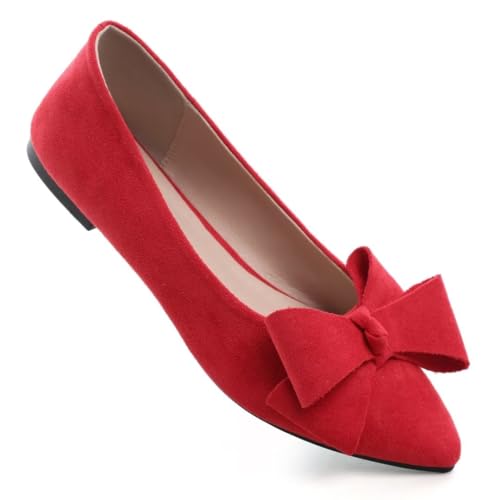 Image of TN TANGNEST Flats Shoes Women Comfort Casual Loafers | Classic Pointed Toe Bowknot Flats Cute Slip On Flats, Wear to Work Travel Walk