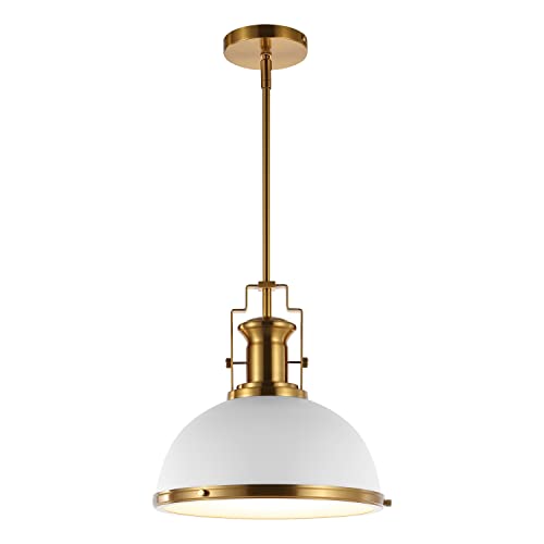 JONATHAN Y 13' Brass Gold/White Modern Industrial Iron...