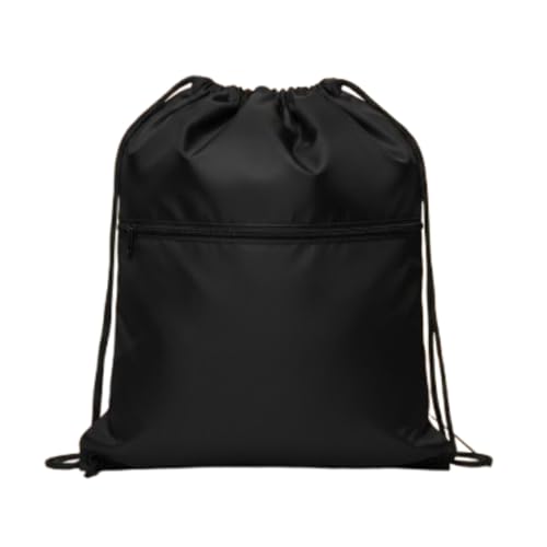 Mochila Bolsa Saco Sacola Sacochila Academia Esporte Cordão Nylon Zíper Resistente a Água Unissex (Preto)