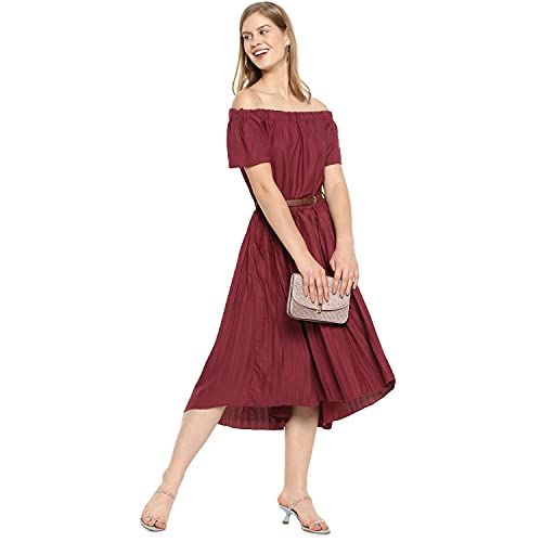Image of PINACOLADA Women Stylish Solid with Belt Casual Dresses