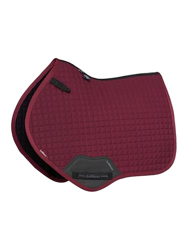LeMieux Cotton Close Contact Saddle Pad Square - High Wither - Elasticated D-Ring Tabs - Burgundy - Large
