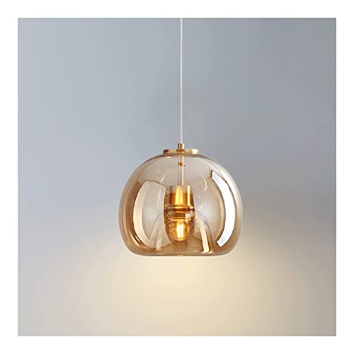 Lámpara de araña sencilla con bola de cristal, lámpara colgante minimalista con pantalla esférica, lámpara de techo para sala de estar, dormitorio, mesita de noche o bar (B, base recta de 3 pulgadas)