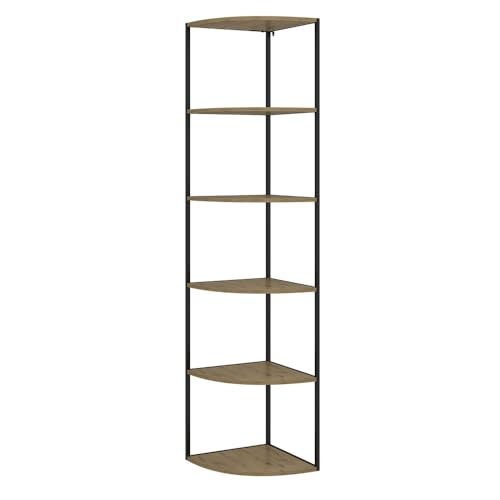 Vicco Wandregal Fyrk, Bücherregal, Eiche/Schwarz, 40 x 180 cm 5 Ebenen