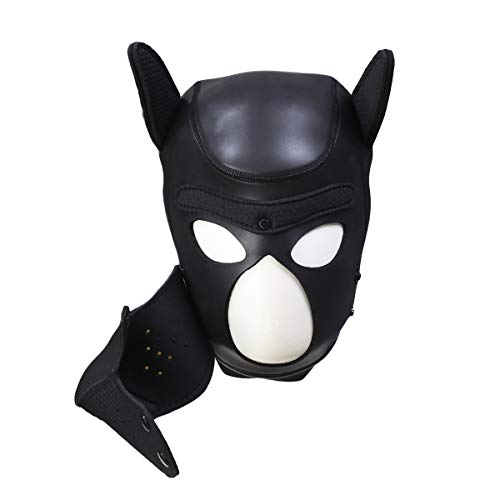 HOT TIME Neoprene Puppy Hood Custom Animal Head Mask Novelty Costume Dog Head Masks (Small, Black) - Thumbnail 5