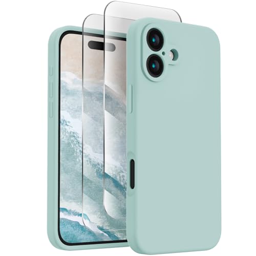 Image of FireNova Designed for iPhone 16 Plus Case, Silicone Upgraded [Camera Protection] Case, Soft Anti-Scratch Microfiber Lining Inside, 6.7 inch, Mint Green
