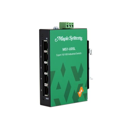 Image of MS1-U05L Industrial Network Switch, 5-Port 10 /100BASE-T RJ45, Unmanaged, Black Aluminum, DIN Rail /Wall Mount, 0.93x4.39x2.90 inch, 0.40 lb, 12-48 VDC