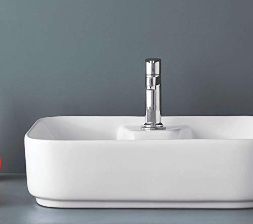 Image of IVOC Ceramic Wash Basin Countertop Tabletop Bathroom Sink Wash Basin (20 x 15.5 x 5.5 INCH) MONSTAR 2035