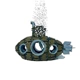 Loegovae Aquarium Submarine Boat with Air Bubble Stone, Fish Tank Shipwreck Air Bubbler Decor, Aquar