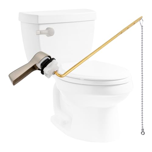 Image of Hibbent Universal Metal Front Mount Flush Toilet Handle Kit, Brushed Nickel