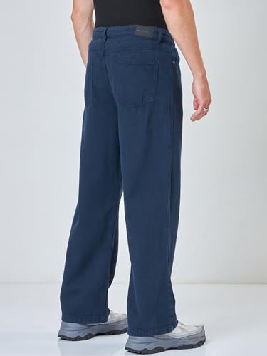 Image of Bewakoof Men's Solid Super Baggy Fit Cotton Jeans