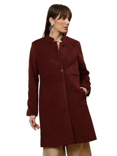Image of BEATNIK Shawl Collar Full Sleeve Maroon Women's Blazers