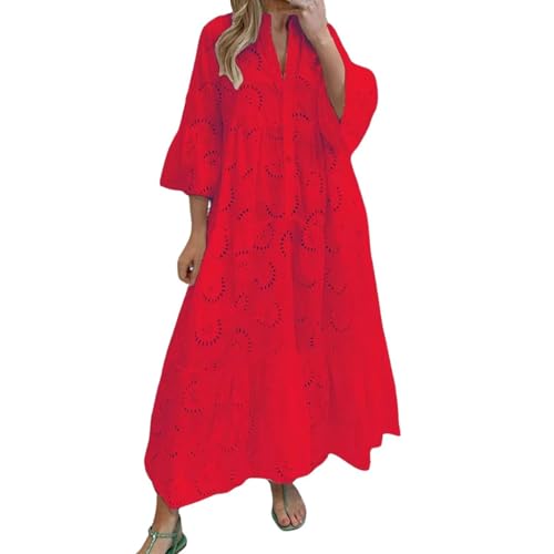 Generisch Freizeitkleider Damen Sommer Kleid Leoprint Damen Langarm Kleid Partykleid Langarm Lang Sommer Strand Tunika Boho