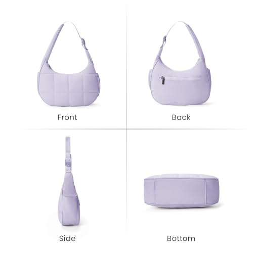 Image of Small Puffer Crescent Shoulder Bag for Women Lightweight Water-Resistant Nylon Purse with Adjustable Strap & Multiple Pockets