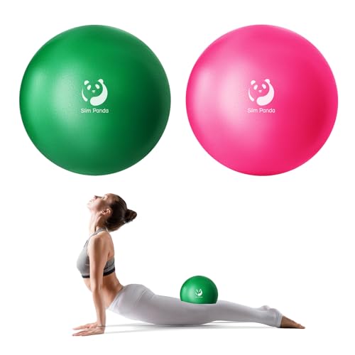 Slim Panda Pelota de gimnasia pequeña, 23 – 25 cm, pelota de pilates con pajita hinchable, pelota de yoga suave, pelota hinchable para terapia de personas mayores, casa, fitness, entrenamiento de