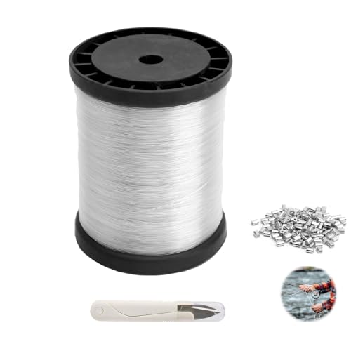 ZMDMAH Nylonfaden Transparent, 0,8 mm x 200 m Starker Universelle Durchsichtiges Angelschnur Reißfest mit 1 Schere 120 Aluminium-Crimphülsen, Angelschnur Transparent für DIY Crafting Angel Basteln ZMDMAH Nylonfaden Transparent, 0,8 mm x 200 m Starker Universelle Durchsichtiges Angelschnur Reißfest mit 1 Schere 120 Aluminium-Crimphülsen, Angelschnur Transparent für DIY Crafting Angel Basteln