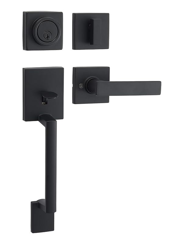 SUMBIN Single Cylinder HandleSet with Lever Door Handle (for Entrance and Front Door) Matt Black Finish