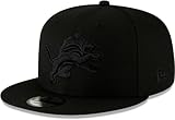 New Era NFL 9FIFTY Black On Black Adjustable Snapback Hat Cap One Size Fits All (Detroit Lions)