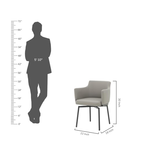 Image of Royaloak Turin Italian Dining Chair | Contemporary Dining Table Chairs with 180 Swivel Reverse Mechanism | Integrated Armrests | Cushioned Seat & Back | Powder-Coated Legs | Refined Italian Style