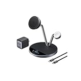 Anker Prime Wireless Charging Station (3-in-1, MagGo, AirCool, Dock Stand) ブラック Qi2 25W対応 マグネット式 3-in-1 ワイヤレス充電ステーション/ワイヤレス出力/Apple Watchホルダー付 iPhone 17シリーズ iPhone Air 対応 MagSafe対応