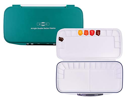 Mijello Double Decker Watercolor Palette 40 Paint Wells Teal 13.25 x 6.75 x 1.25 1 Each (MWP-1640)