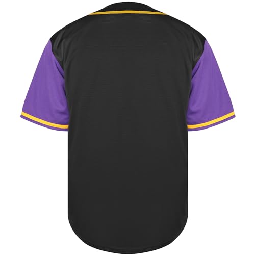 Camiseta de béisbol básica, manga corta, camiseta lisa deportiva para hombres y mujeres (3XL, negro-púrpura) miniatura 3