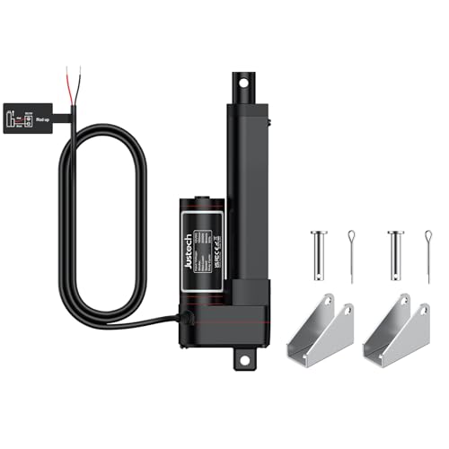 Justech 12V Heavy-Duty Linear Actuator 450lbs/2000N-4inch/100mm Silent IP54 Electric Actuator with Brackets for Electric Windows, RV Adjustments, Solar Trackers, Industrial Machinery, Black