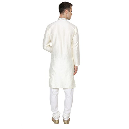 Kurta para bodas y eventos túnica india jacquard beige 38 3