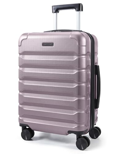 LIGHT FLIGHT Carry On Luggage 22x14x9 Airline Approved, Expandable Carry On Suitcases with Wheels, Lightweight Luggage, Durable Hard Shell 20 Inch Rolling Suit Case for Men Women Travel,Rose Purple