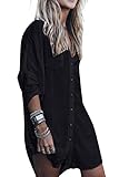 camisa negra larga mujer Diseño sencillo, es lo suficientemente holgado como para ocultar las grasas, bueno para cualquier tipo de cuerpo. ¡Ajuste holgado, adecuado para cada belleza! Las mangas largas y el diseño de botones con cuello en V delantero se ven a la moda y especiales. La ropa de abrigo básica se puede combinar con cualquier tela. Puedes usarlo en otoño, primavera o verano, lo que te hace elegante y encantador.