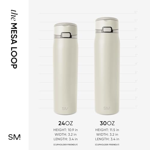 Simple Modern Mesa Loop Water Bottle with Straw | 24oz Cup Holder Friendly Insulated Stainless Steel Bottles for Travel, Sports and School | Cashew
