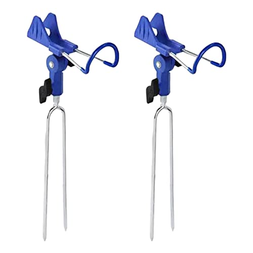 2 soportes para caña de pescar al aire libre, ajustables, color azul, 15,5 x 37 cm