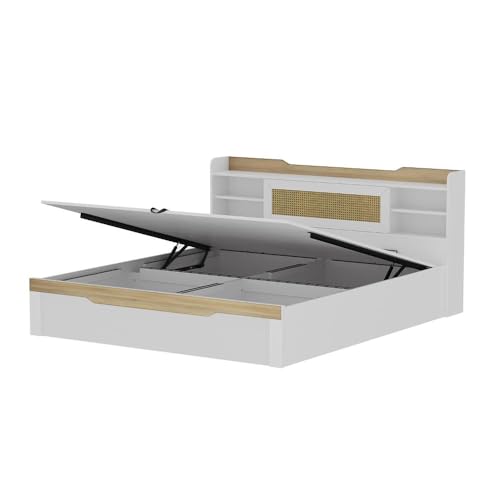 Image of Wakefit Bed | 3 Yr Warranty | King Size Bed, Comes with Hydraulic Storage, Noise-Free, Density: 680-750 kg /m, Termite & Borer Resistant, Fits Mattresses Up to 8 inches (Halos 78 x 72 - Frosty White)