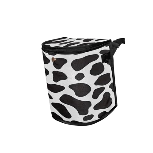 Image of Bolaz Black and White Cow Print Waterproof Car Trash Can Leak Proof Car Trash Bag with Lid Car Garbage Can for Headrest SUV Truck