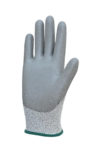 Image of Karam HS62 PU Palm Coated 13 Gauge HPPE Safety Gloves | Cut Resistance with Comfort & Dexterity | Work Gloves with Elasticated Knit Wrist | Size-M | Pack of 2