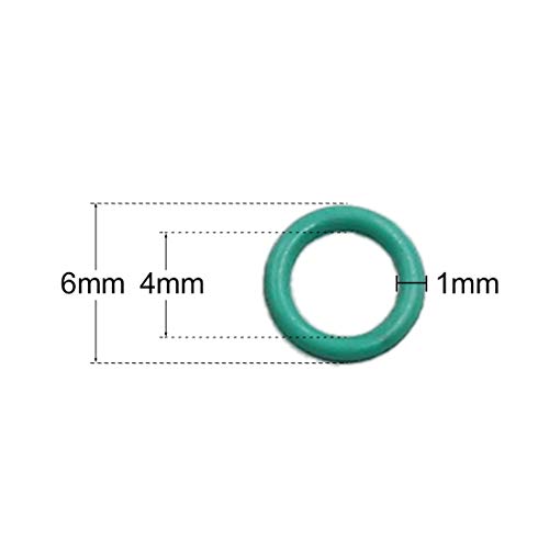 X AUTOHAUX Fluorine Rubber O-Rings, 6mm OD 4mm ID 1mm Width FKM Seal Gasket for Machinery Plumbing Green, Pack of 150 - Image 3