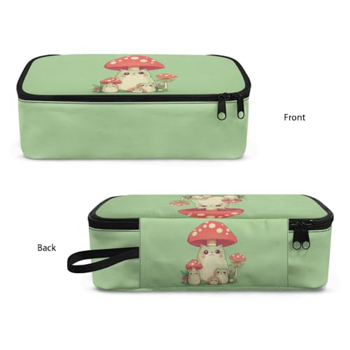 Image of Mushroom Cat Girls Large Pencil Case for Kids Cute Pencil Pouch with Pen Slot Children Pencil Box for Boys Adults Men Pencil Pouch Holder for Travelling Outdoor Hiking Camping
